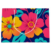 Heldere en gedurfde retro bloemen-dopamine stijl groot cadeauzakje (Voorkant)