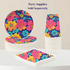 Heldere en gedurfde retro bloemen-dopamine stijl servet