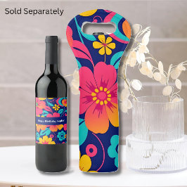 Heldere en gedurfde retro bloemen-dopamine stijl wijn etiket