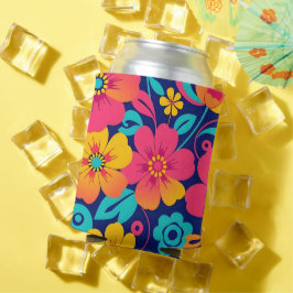 Heldere en gedurfde Retro Bloemen-Dopamine Style- Blikjeskoeler