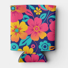 Heldere en gedurfde Retro Bloemen-Dopamine Style- Blikjeskoeler