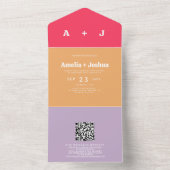 Heldere en gedurfde Retro bruiloft uitnodiging (Binnen)