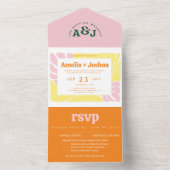 Heldere en gedurfde Retro bruiloft uitnodiging (Binnen)