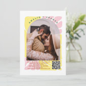 Heldere en gedurfde Retro bruiloft uitnodiging (Staand voorkant)