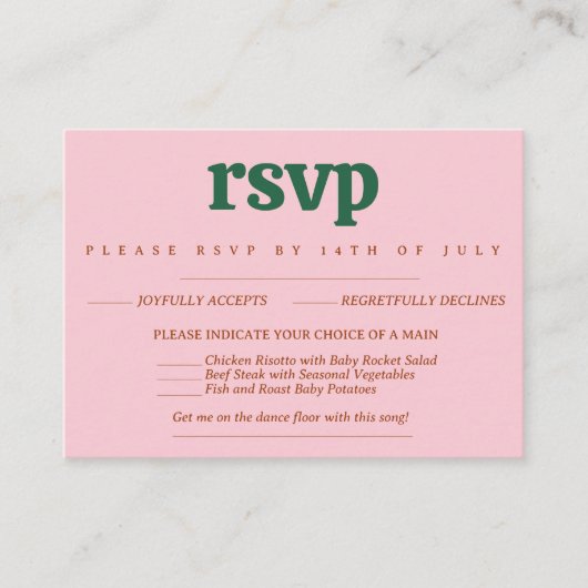 Heldere en gedurfde Retro rsvp-kaart Informatiekaartje (Voorkant)
