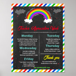 Heldere en Gelukkige Rainbow leraar waardering wee Poster