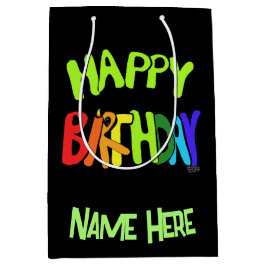 Heldere en Gelukkige Verjaardag Custom Naam Gift B Medium Cadeauzakje