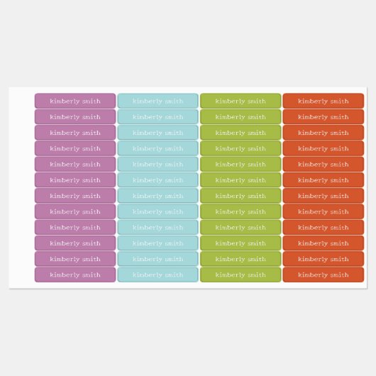 Heldere en groovy gepersonaliseerde naam labels (Vel)