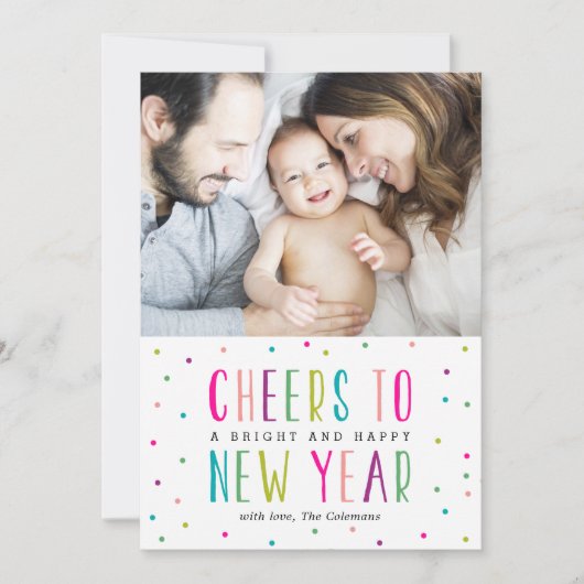 Heldere en Happy Nieuwjaar-fotokaarten Feestdagenkaart (Voorkant)