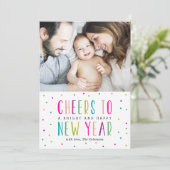 Heldere en Happy Nieuwjaar-fotokaarten Feestdagenkaart (Staand voorkant)