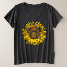 Heldere en heldere zonnebloem grote maat t-shirt