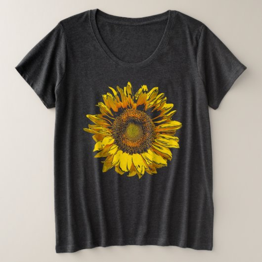 Heldere en heldere zonnebloem grote maat t-shirt (Design voorkant)