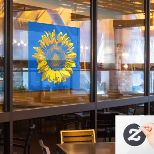 Heldere en heldere zonnebloem raamsticker (Restaurant Raam)