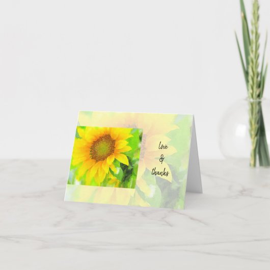 Heldere en kadergele zonnebloem bedankkaart (Voorkant)