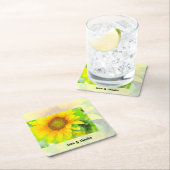 Heldere en kadergele zonnebloem kartonnen onderzetters (Insitu)