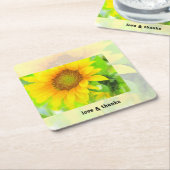 Heldere en kadergele zonnebloem kartonnen onderzetters (Schuin)