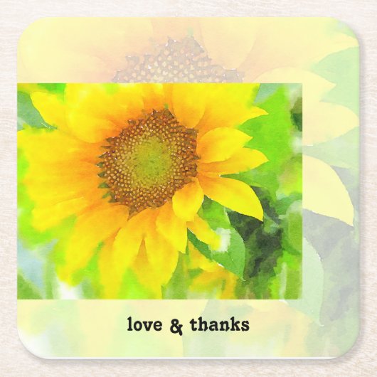 Heldere en kadergele zonnebloem kartonnen onderzetters (Voorkant)