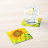 Heldere en kadergele zonnebloem kartonnen onderzetters (Insitu)