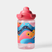 Heldere en kleurrijke abstracte vormen met stippen waterfles (Achterkant)