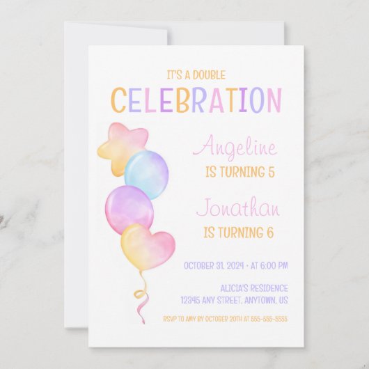 Heldere en kleurrijke ballongewricht verjaardag kaart (Voorkant)