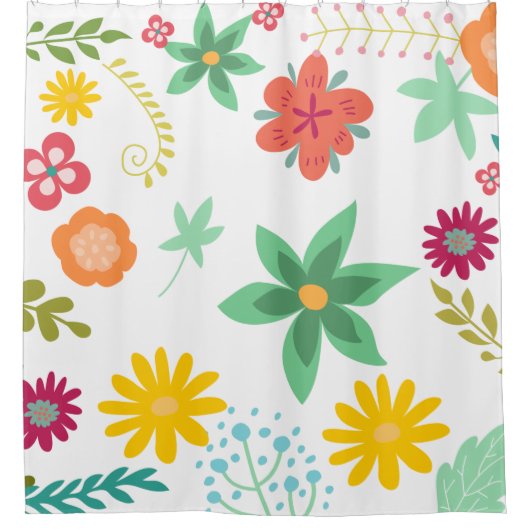 Heldere en kleurrijke Big Flower Art Douchegordijn (Voorkant)
