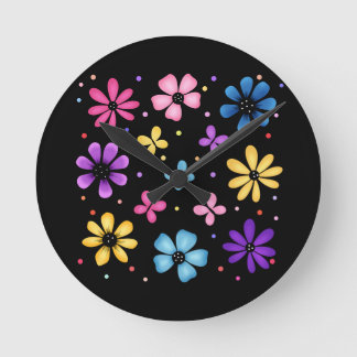 Heldere en kleurrijke bloemen en vlinders ronde klok