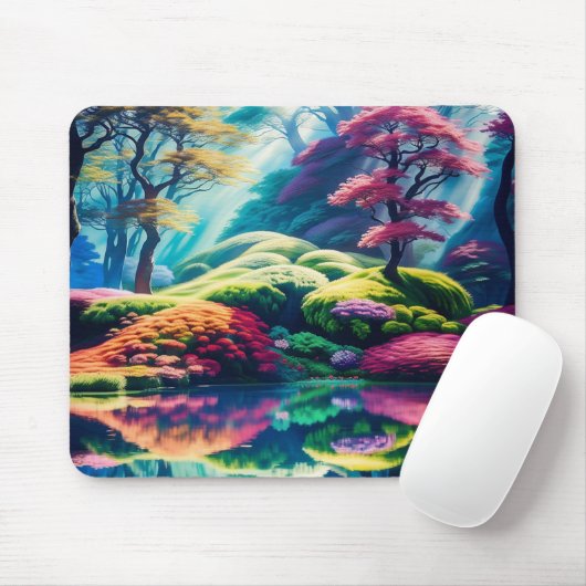 Heldere en kleurrijke buitenaardse bossen van Lumi Muismat (Met muis)