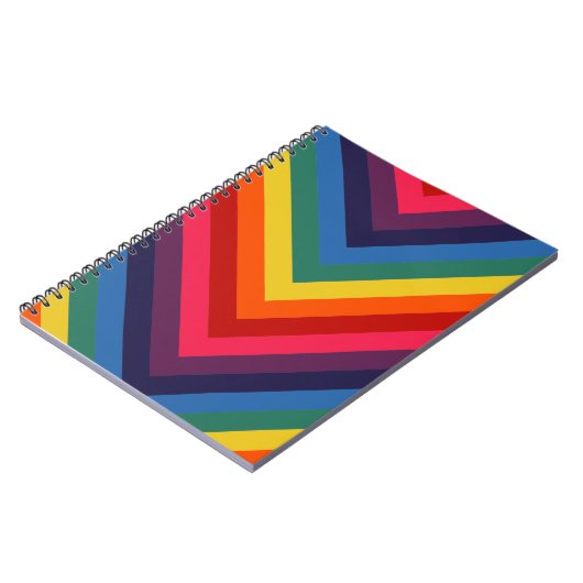 Heldere en kleurrijke Chevron Retro Rainbow Notitieboek (Linkerzijde)