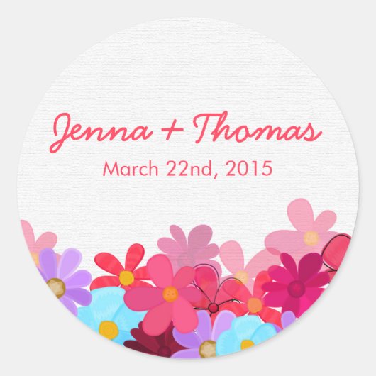 Heldere en kleurrijke Floral Wedding Stickers (Voorkant)