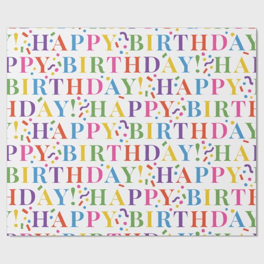 Heldere en Kleurrijke Gelukkige Verjaardag Cadeaupapier (Vlak)