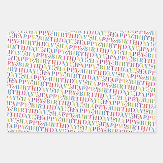 Heldere en Kleurrijke Gelukkige Verjaardag Inpakpapier Vel (Voorkant)