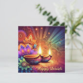 Heldere en kleurrijke Happy Diwali Festival van Li Feestdagenkaart (Staand voorkant)