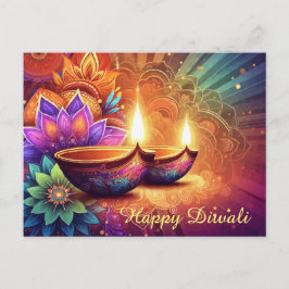 Heldere en kleurrijke Happy Diwali Festival van Li Feestdagenkaart