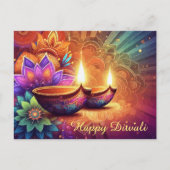 Heldere en kleurrijke Happy Diwali Festival van Li Feestdagenkaart (Voorkant)