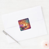 Heldere en kleurrijke Happy Diwali Festival van Li Vierkante Sticker (Envelop)