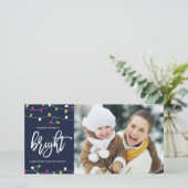 Heldere en kleurrijke kerstverlichting Foto Feestdagenkaart (Staand voorkant)