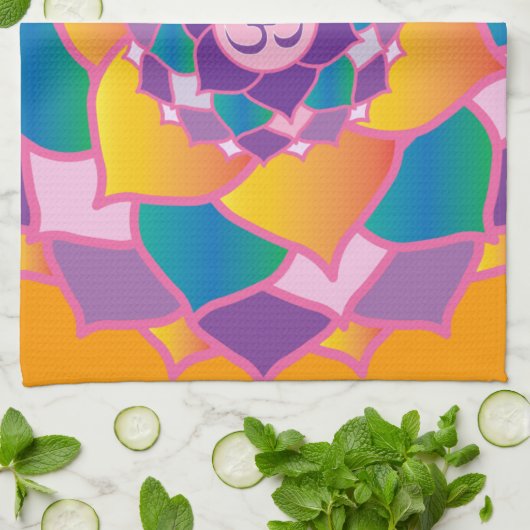 Heldere en kleurrijke kroon Chakra Elegant Yoga Theedoek (Gevouwen)