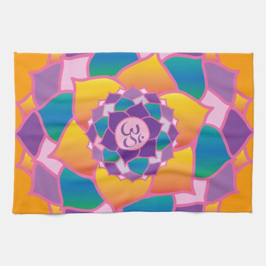 Heldere en kleurrijke kroon Chakra Elegant Yoga Theedoek (Horizontaal)