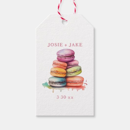 Heldere en kleurrijke macaroon taarten cadeaulabel (Voorkant)