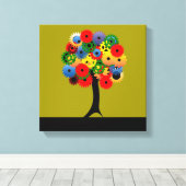 Heldere en kleurrijke mechanische versnellingsboom canvas afdruk (Insitu (Houten vloer))