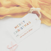 Heldere en kleurrijke Merry Christmas Script Naam Cadeaulabel