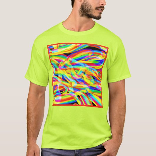 Heldere en kleurrijke neonpatroonkunst t-shirt (Voorkant)