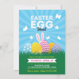 Heldere en kleurrijke paaseierjacht kaart