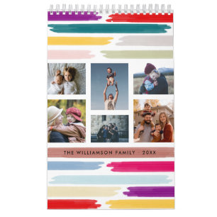 Heldere en kleurrijke penseelstreken 12 maanden fo kalender