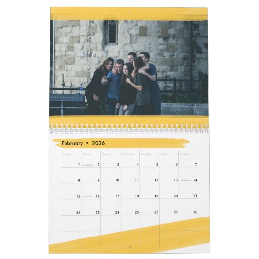 Heldere en kleurrijke penseelstreken 12 maanden fo kalender (Feb 2026)