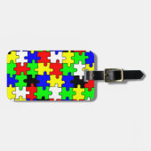 Heldere en kleurrijke puzzelstukken bagagelabel (Voorkant horizontaal)