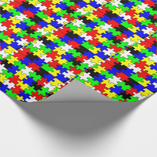 Heldere en kleurrijke puzzelstukken cadeaupapier (Hoek)