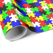 Heldere en kleurrijke puzzelstukken cadeaupapier (Rol Hoek)