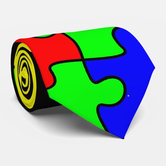 Heldere en kleurrijke puzzelstukken stropdas (Opgerold)