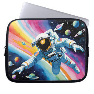 Heldere en kleurrijke Spaceman in de ruimte Laptop Sleeve